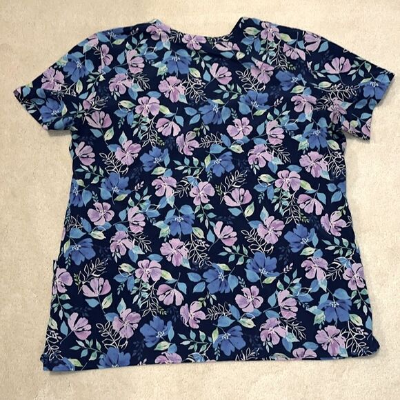 White Cross Womens Scrub Healthcare Top Size Large , Tropical Pink & Blue - Picture 7 of 7